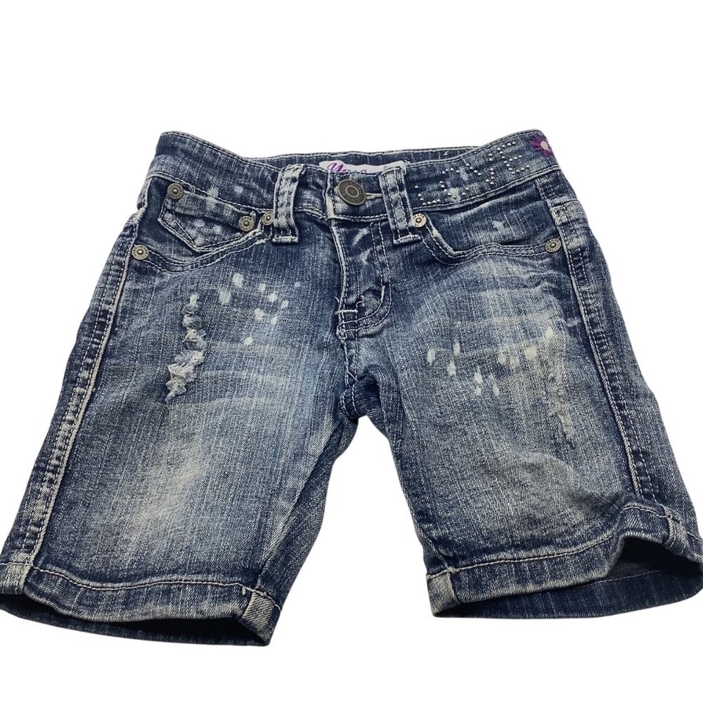Yaso Jeans Baby Girl Distressed Denim Shorts‎  Size 7 Blue